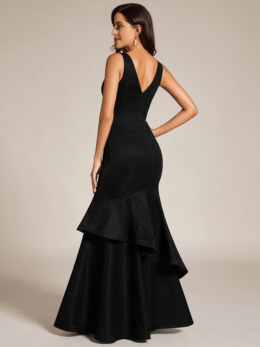 Custom Size Sleeveless V-Neck Ruffle Long Evening Dress