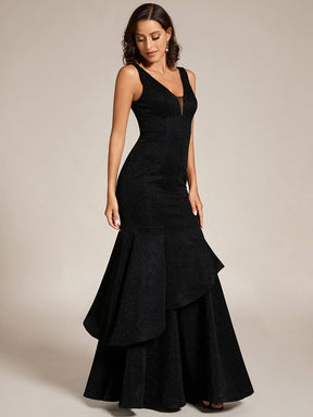 Custom Size Sleeveless V-Neck Ruffle Long Evening Dress
