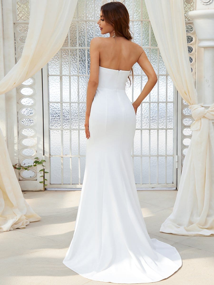 Simple Strapless Sweetheart Mermaid Wedding Dress #color_Cream