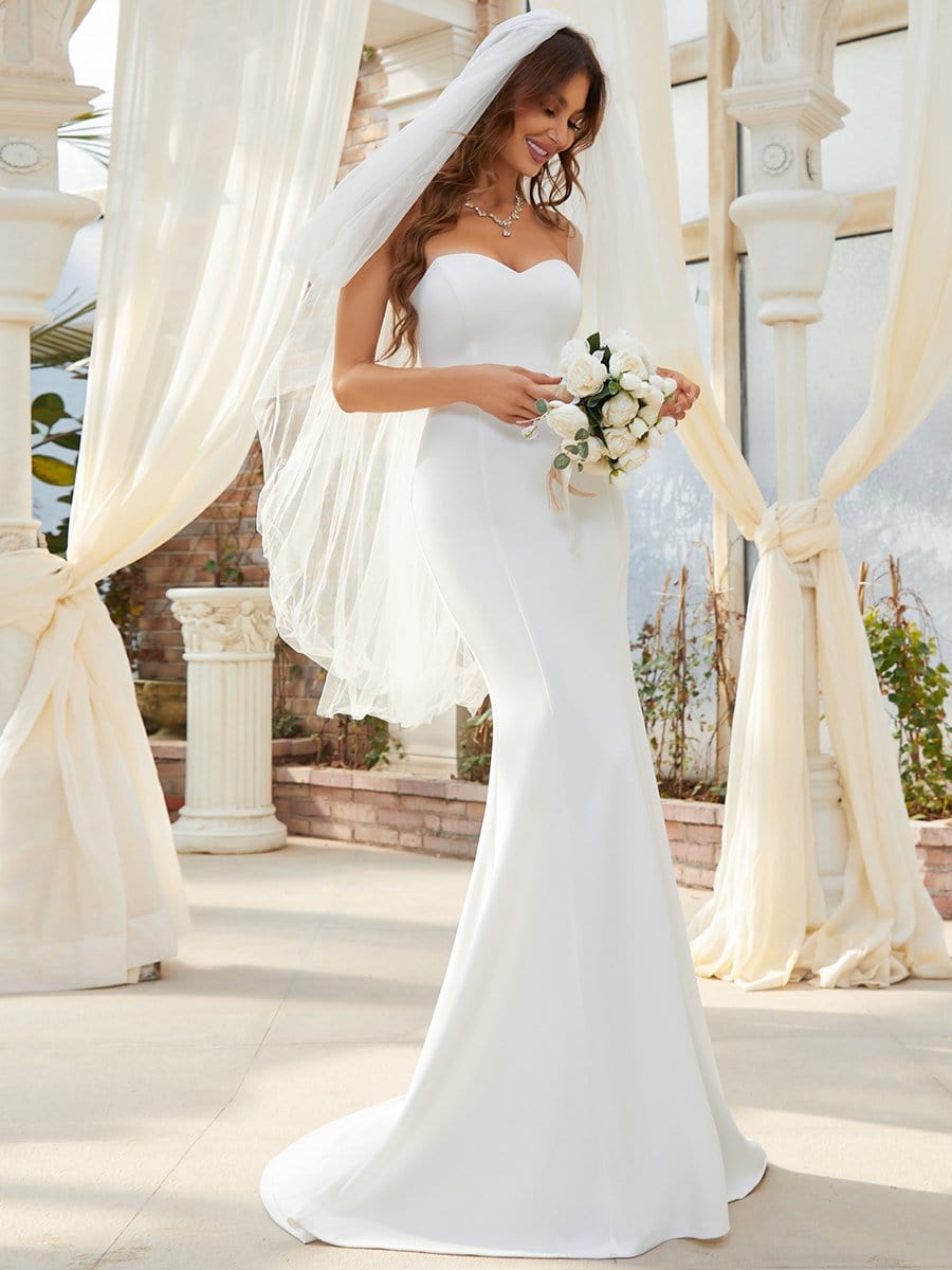 Simple Strapless Sweetheart Mermaid Wedding Dress #color_Cream