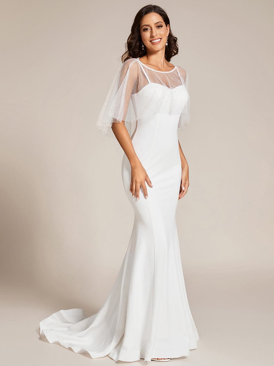 Custom Size Sweetheart Neckline Bodycon Floor Length Wedding Dress #color_White Custom Size Sweetheart Neckline Bodycon Wedding Dress