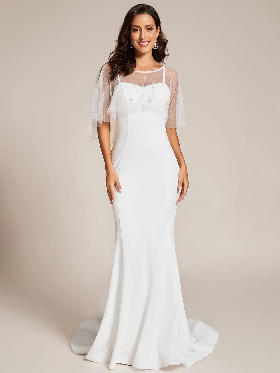 Custom Size Sweetheart Neckline Bodycon Floor Length Wedding Dress #color_White Custom Size Sweetheart Neckline Bodycon Wedding Dress