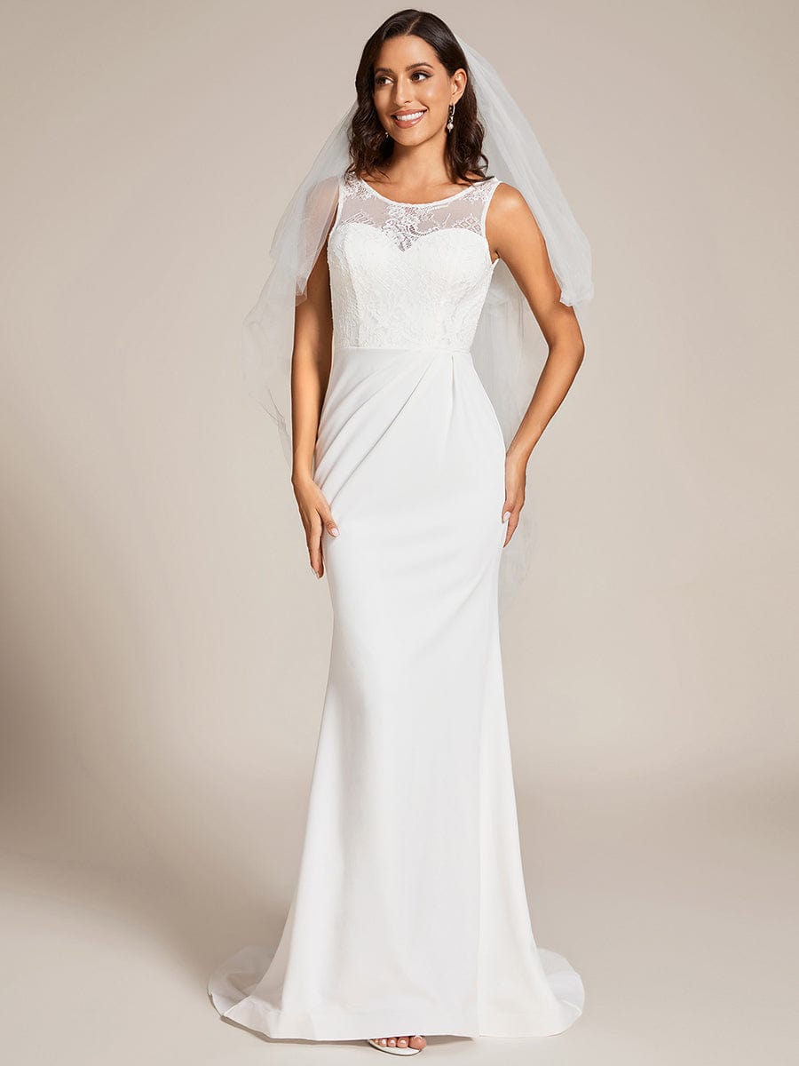 Custom Size Sleeveless Lace Bodice Wedding Dress
