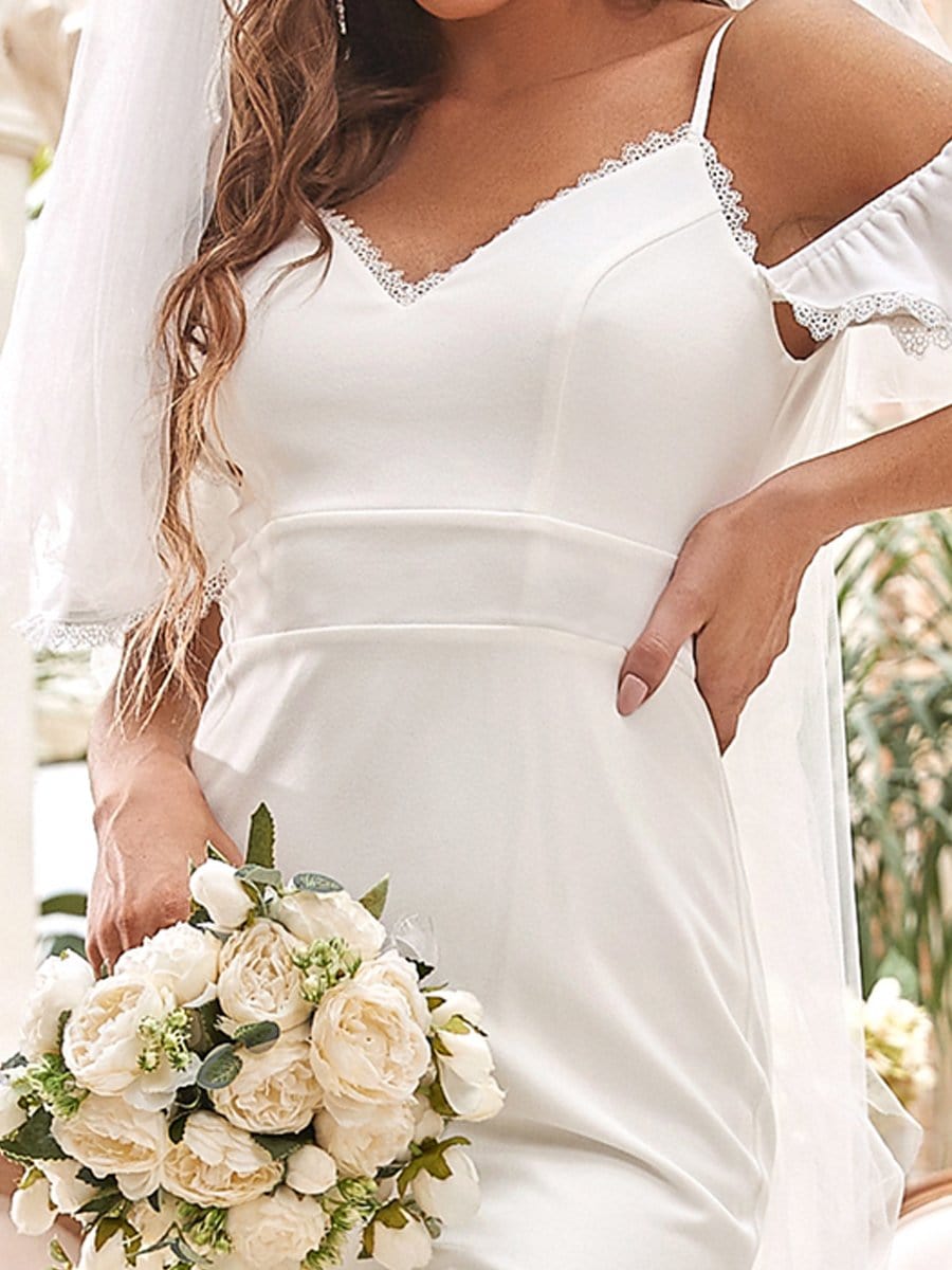 Sexy V Neck Cold Shoulder Mermaid Wedding Dress