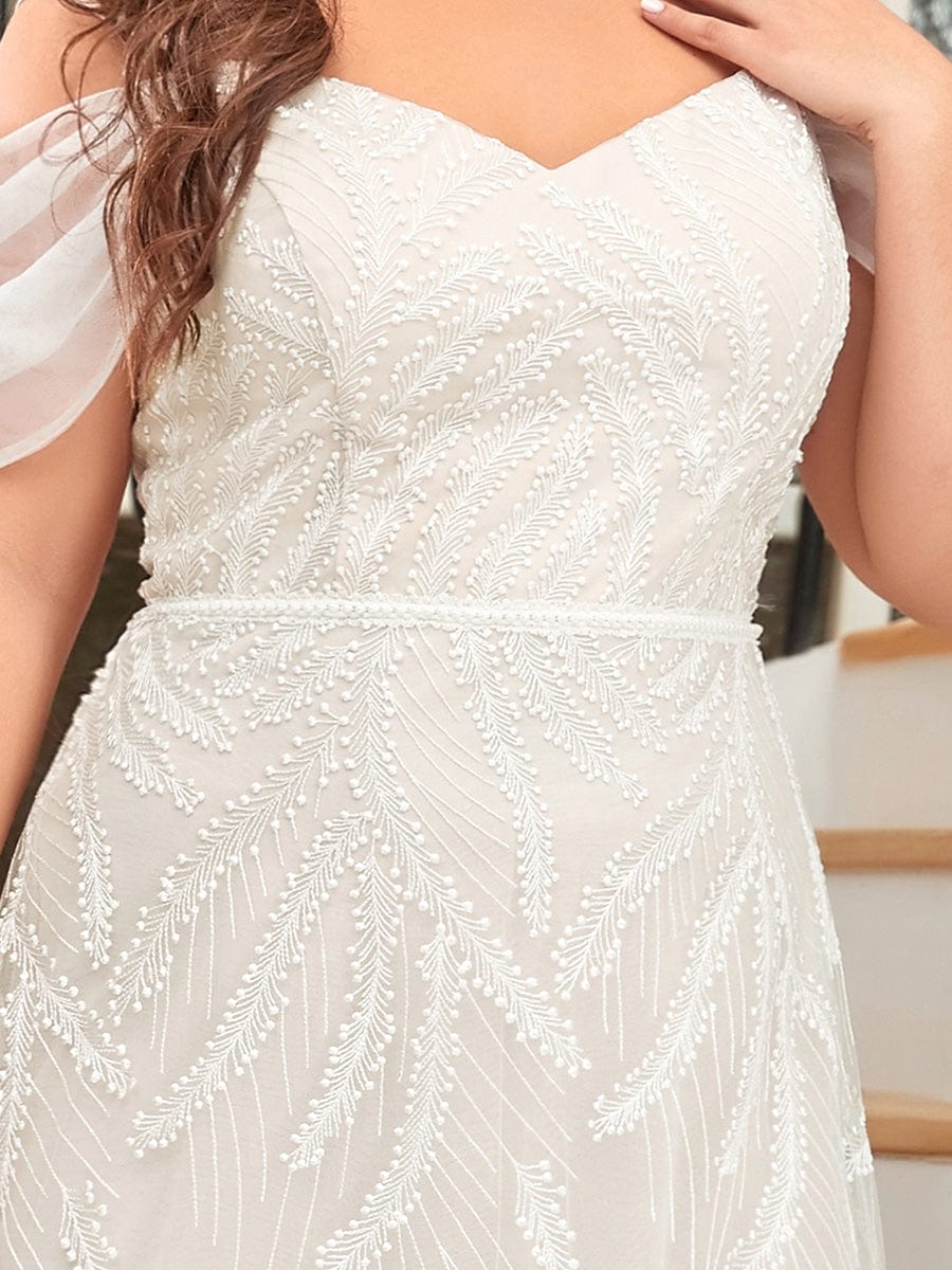 Color=Cream | Custom Size Plus Size Embroidered Cold Shoulder Sweetheart Wedding Dress-Cream 1 Color=Cream | Custom Size Plus Size Embroidered Cold Shoulder Sweetheart Wedding Dress-Cream 3