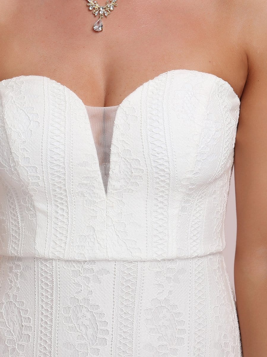 Bandeau Sweetheart Floor Length Wedding Dress #color_White Bandeau Sweetheart Floor Length Wedding Dress