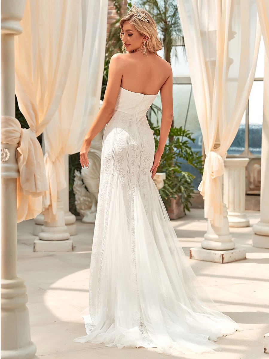 Bandeau Sweetheart Floor Length Wedding Dress #color_White Bandeau Sweetheart Floor Length Wedding Dress