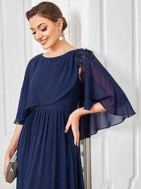 Sheer Bell Sleeve Capelet Maxi Mother of the Bride Dress