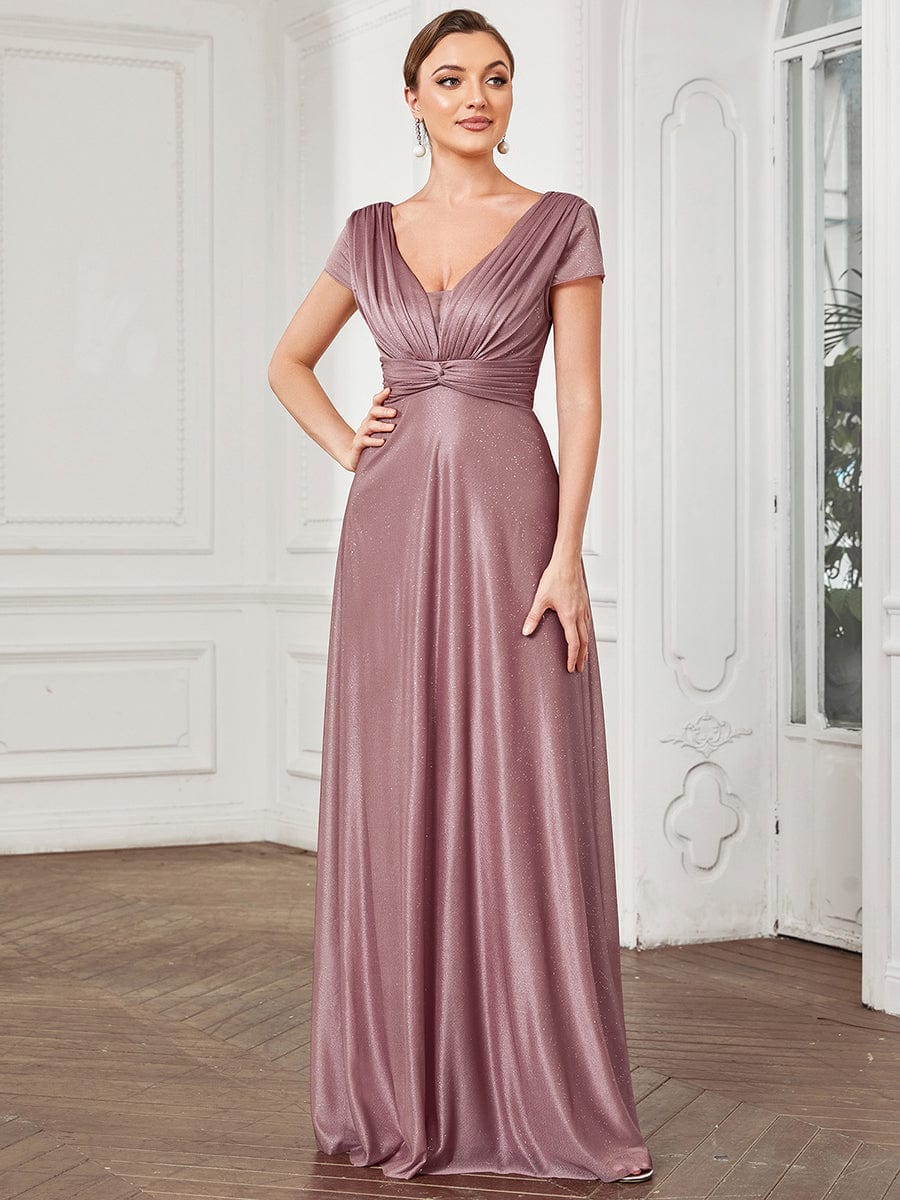 Glitzy Pleated Sweetheart A-Line Long Mother of the Bride Dress #color_Purple Orchid