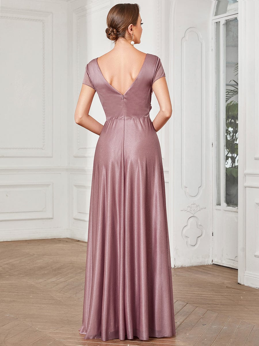 Glitzy Pleated Sweetheart A-Line Long Mother of the Bride Dress #color_Purple Orchid Glitzy Pleated Sweetheart A-Line Long Mother of the Bride Dress