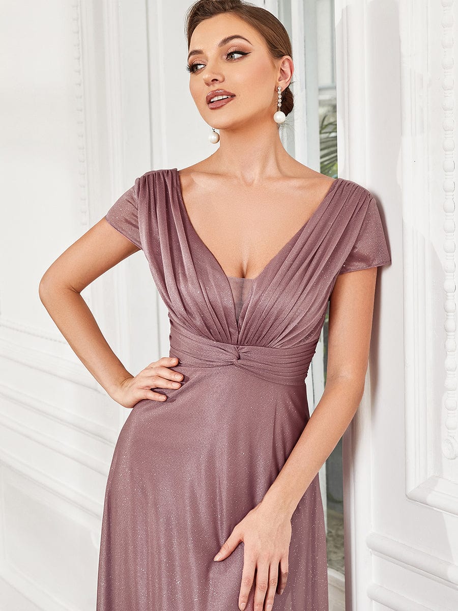 Glitzy Pleated Sweetheart A-Line Long Mother of the Bride Dress #color_Purple Orchid Glitzy Pleated Sweetheart A-Line Long Mother of the Bride Dress