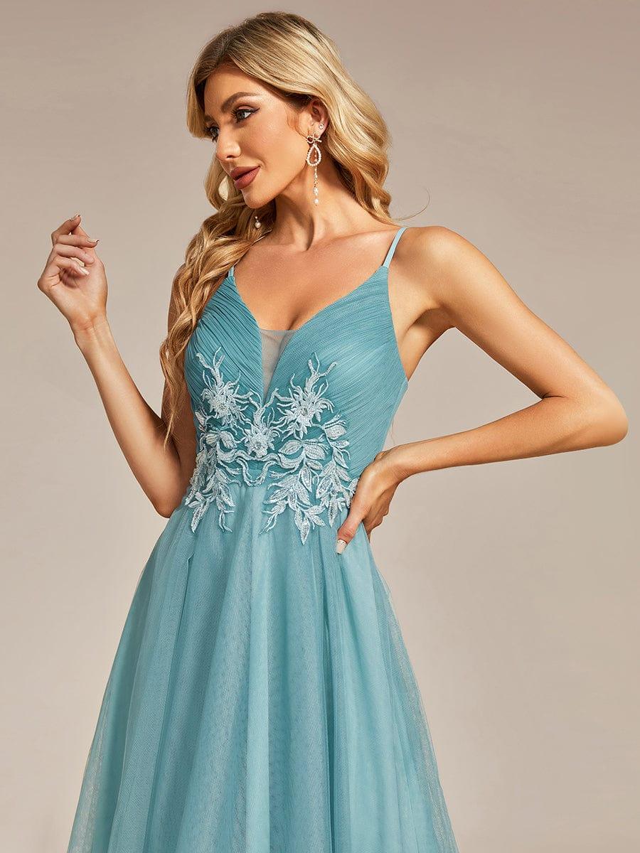 Chic and Stylish Sleeveless Prom Dress with High-Low Hemline #Color_Light Teal