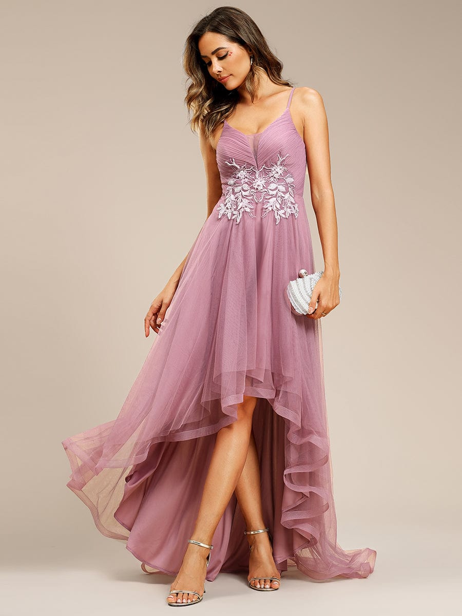 Chic and Stylish Sleeveless Prom Dress with High-Low Hemline #Color_Purple Orchid