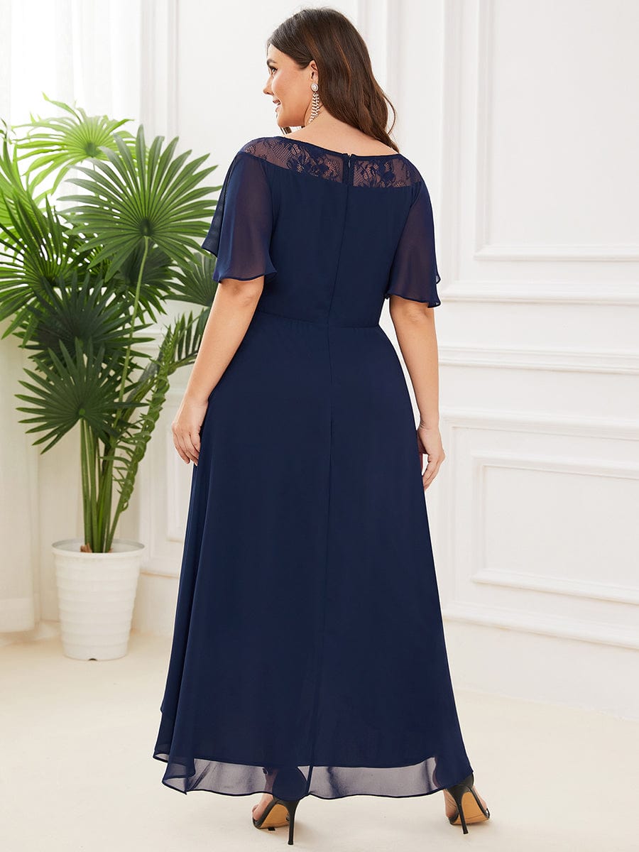 Plus Size A-Line Midi Dress With Asymmetric Hems #color_Navy Blue