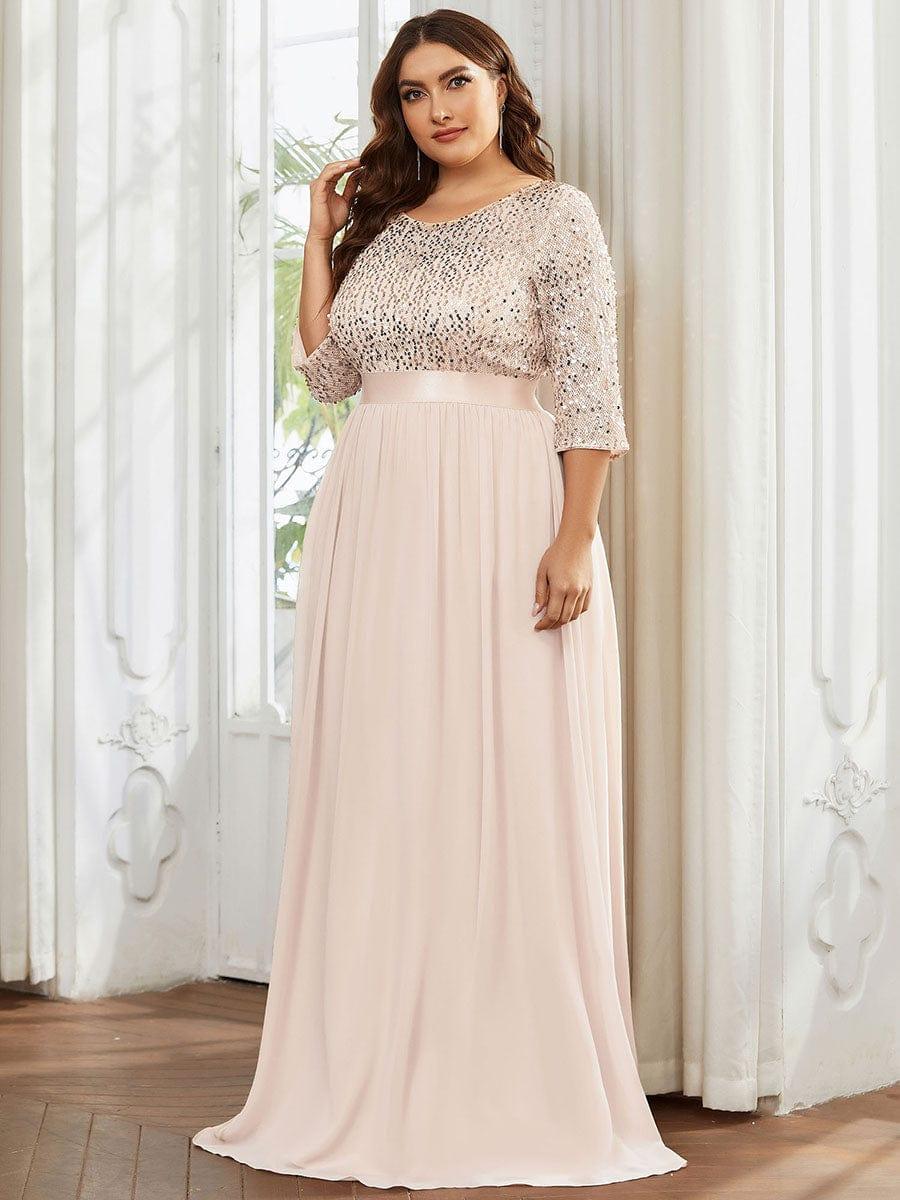 Women's Long Tulle & Sequin Evening Dresses for Mother of the Bride #color_Blush