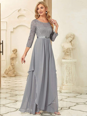 Elegant 3/4 Sleeve Floor Length Lace Evening Wedding Guest Dresses