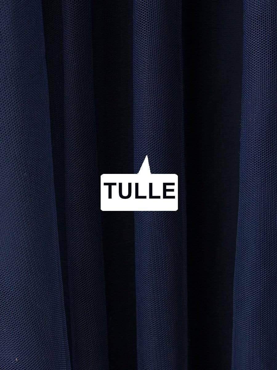 Plus Size Women's Embroidery Bridesmaid Dress with Short Sleeve #color_Navy Blue