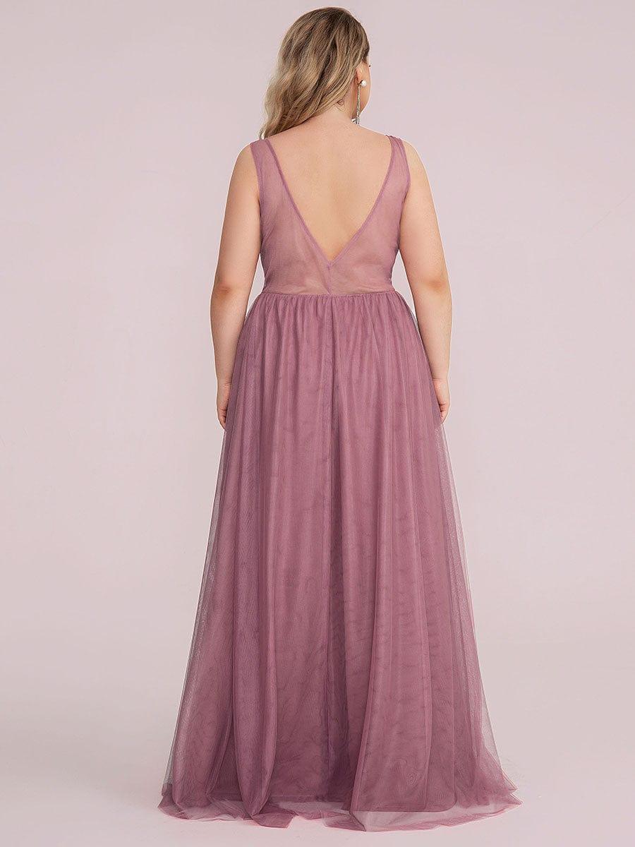 Women's A-Line V-Neck Floral Lace Appliques Bridesmaid Dress #color_Purple Orchid