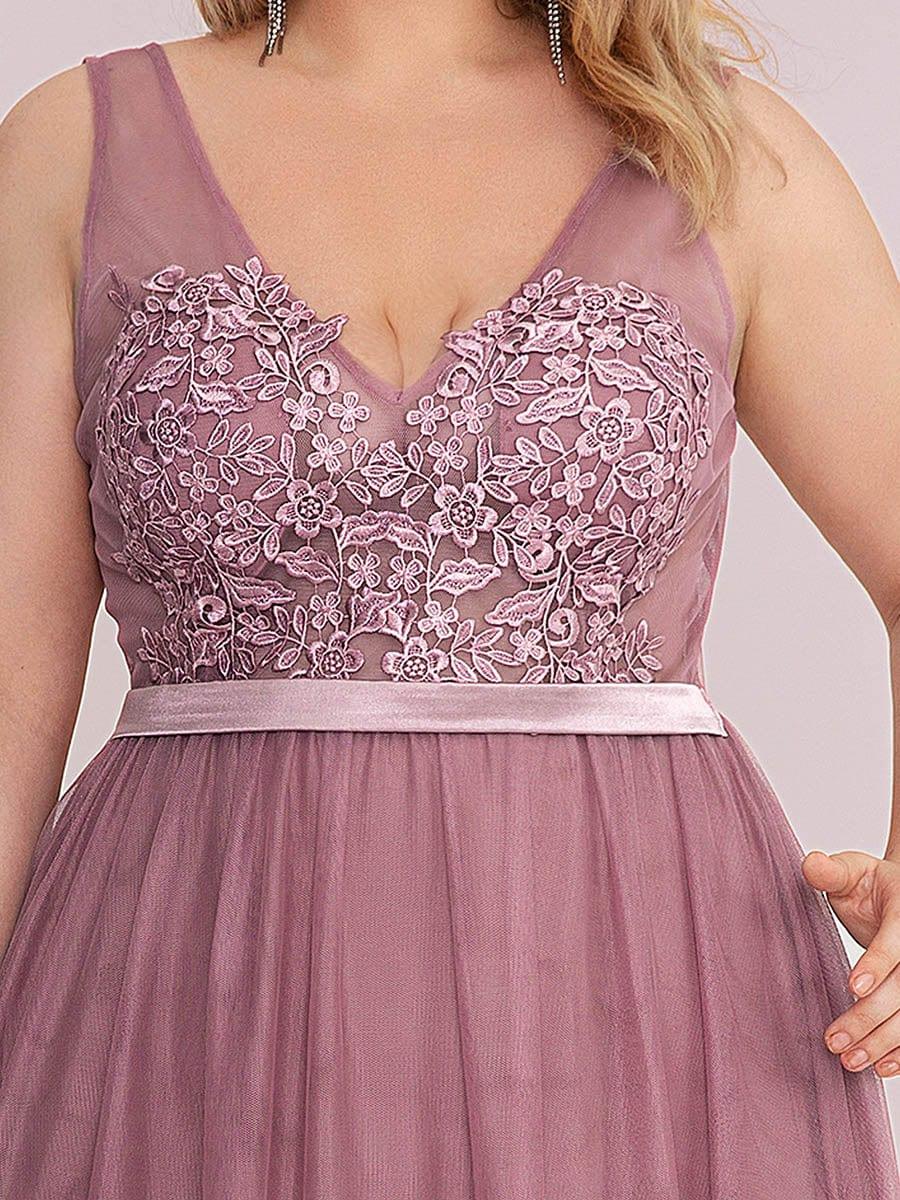 Women's A-Line V-Neck Floral Lace Appliques Bridesmaid Dress #color_Purple Orchid