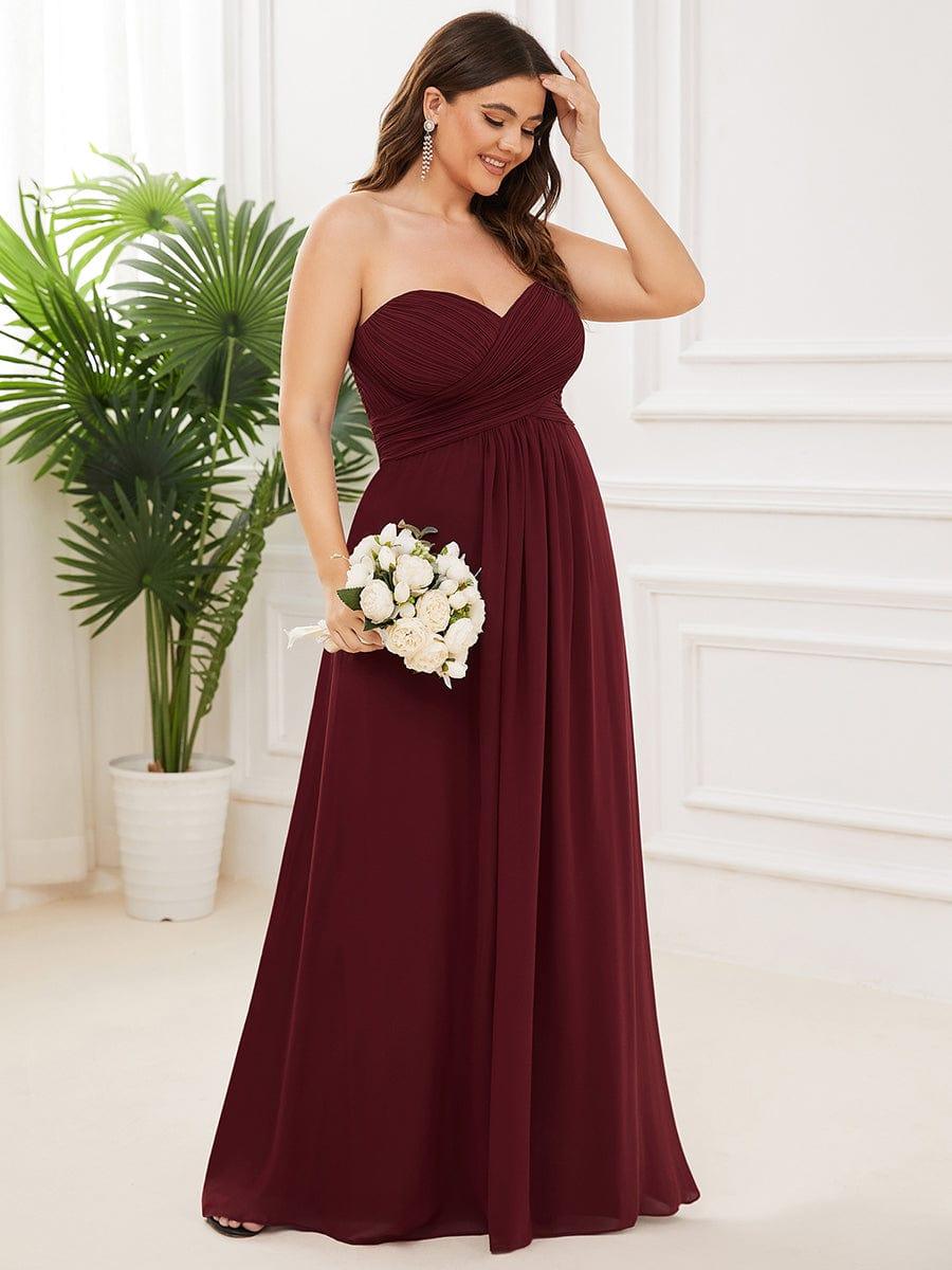 Chiffon One Shoulder Long Bridesmaid Dresses #color_Burgundy