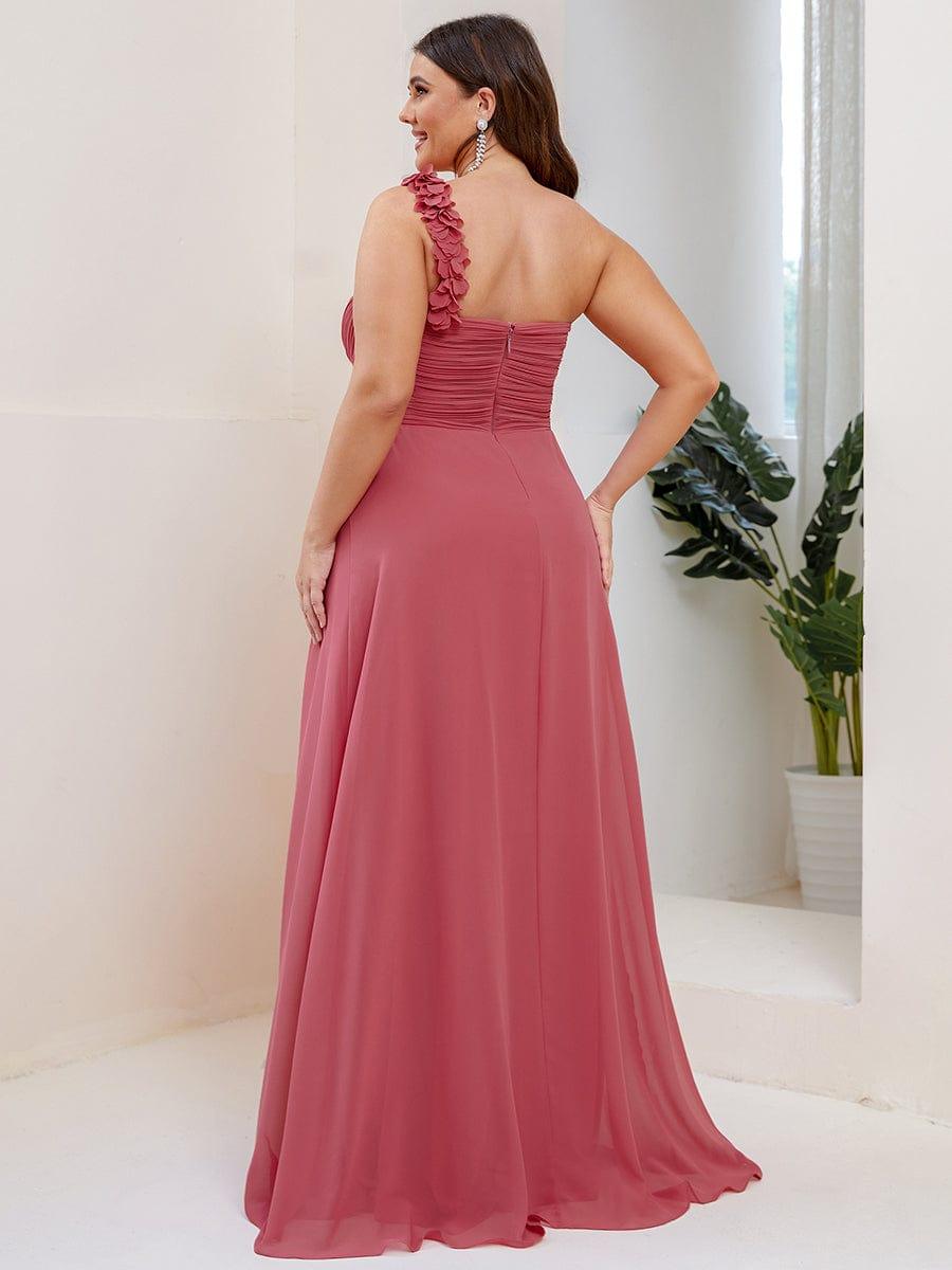 Chiffon One Shoulder Long Bridesmaid Dresses #color_Cameo Brown