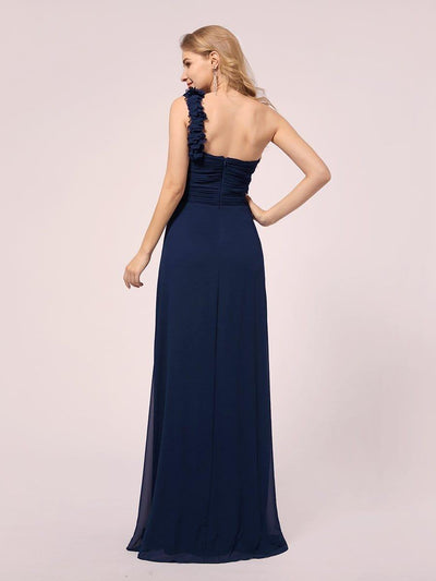 One Shoulder Chiffon Maternity Dresses #color_Navy Blue