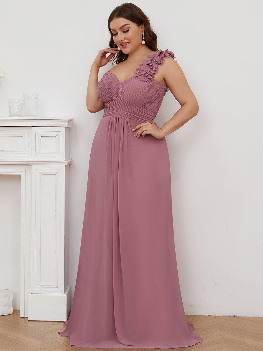Chiffon One Shoulder Long Bridesmaid Dresses #color_Purple Orchid