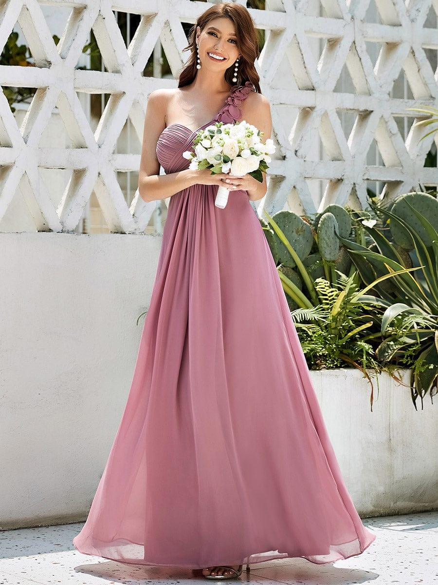 Chiffon One Shoulder Long Bridesmaid Dresses #color_Purple Orchid
