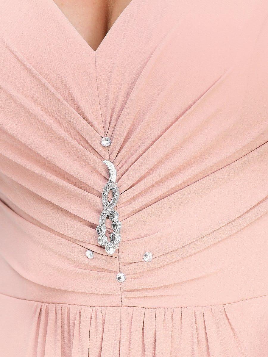 V-Neck High-Low Evening Dress #color_Pink