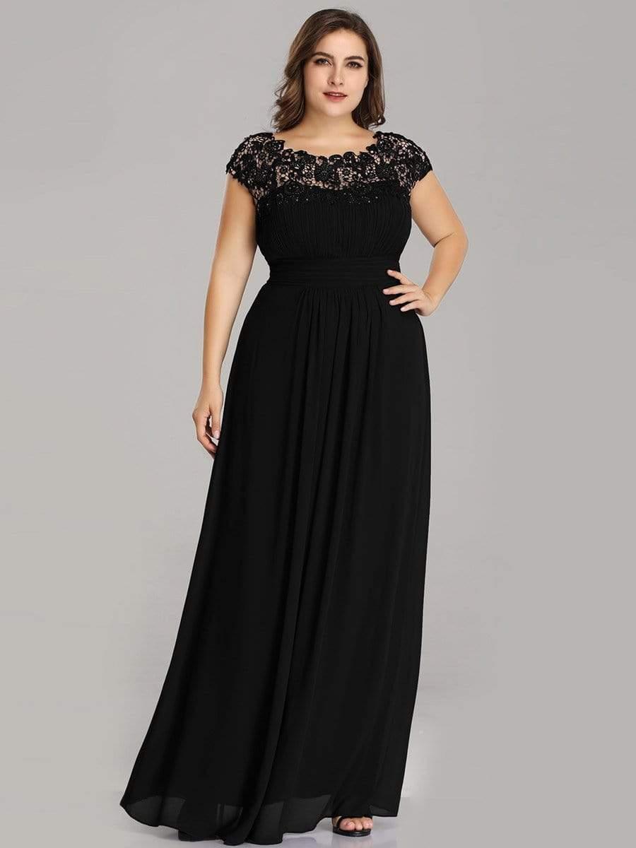 Elegant Flattering Maxi Plus Size Evening Dress #color_Black