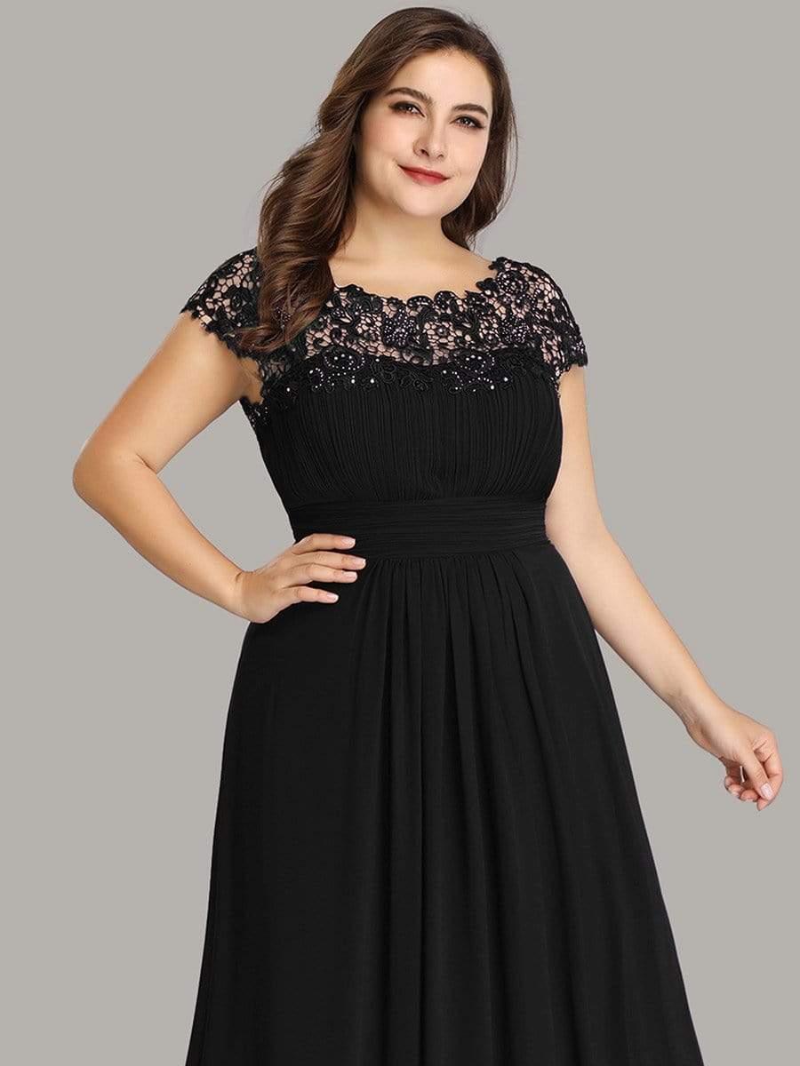 Elegant Flattering Maxi Plus Size Evening Dress #color_Black