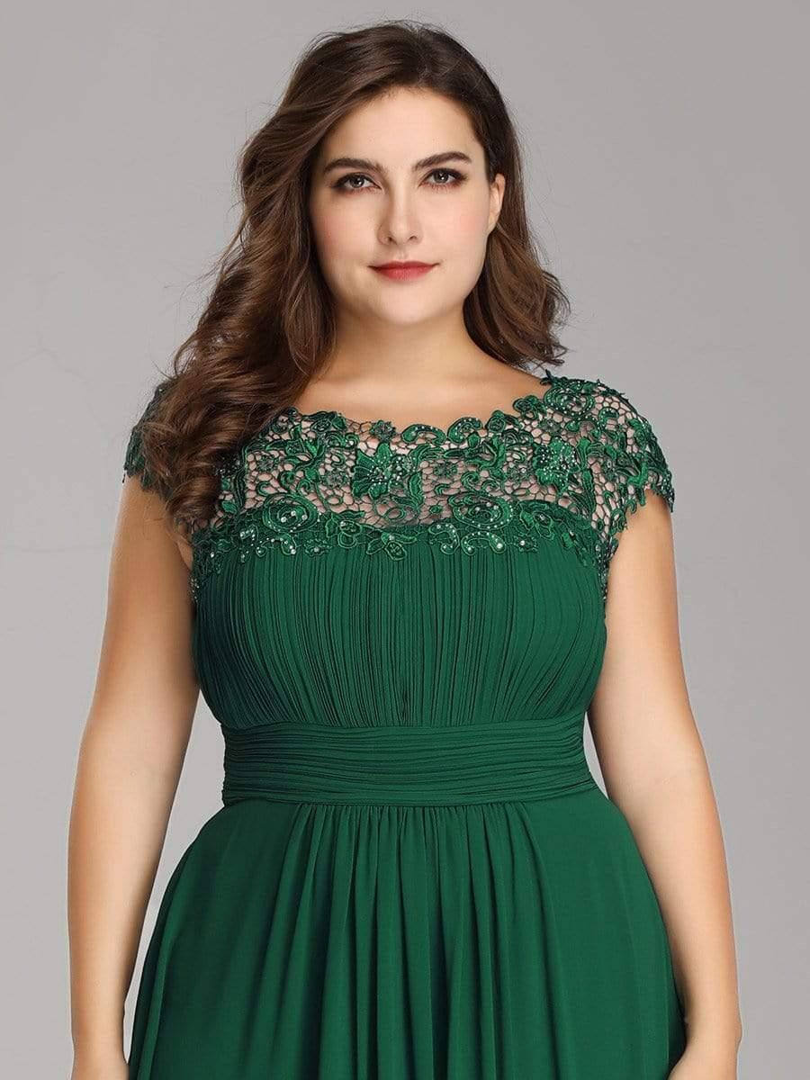 Elegant Flattering Maxi Plus Size Evening Dress #color_Dark Green