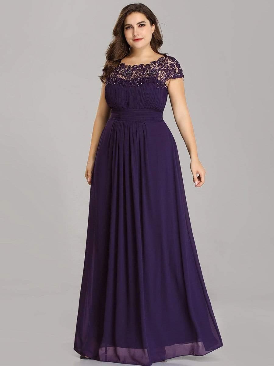 Elegant Flattering Maxi Plus Size Evening Dress #color_Dark Purple