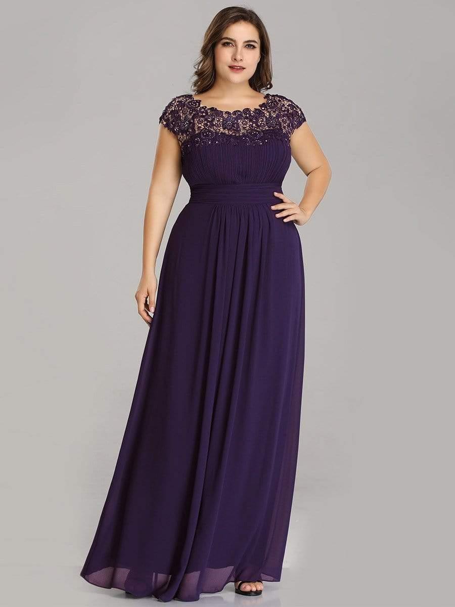 Elegant Flattering Maxi Plus Size Evening Dress #color_Dark Purple