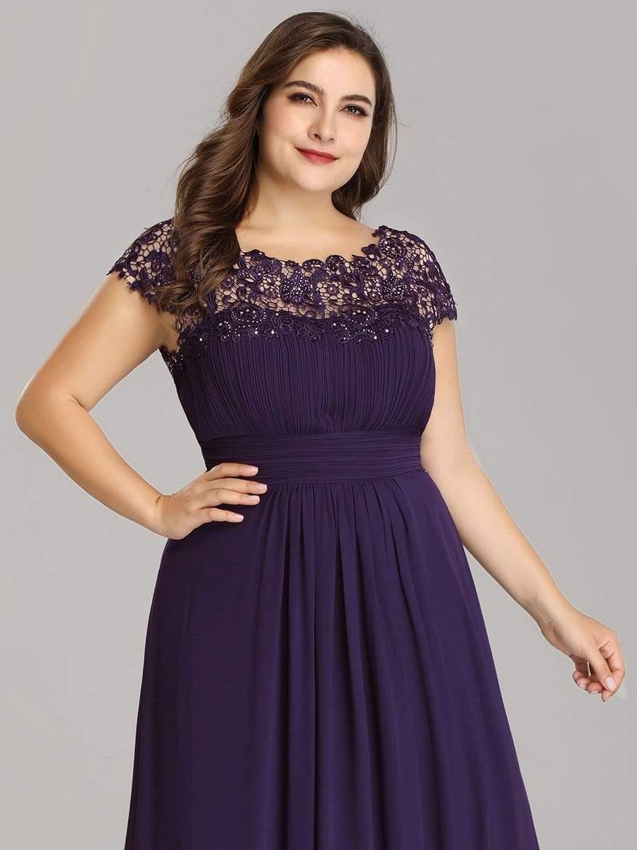 Elegant Flattering Maxi Plus Size Evening Dress #color_Dark Purple