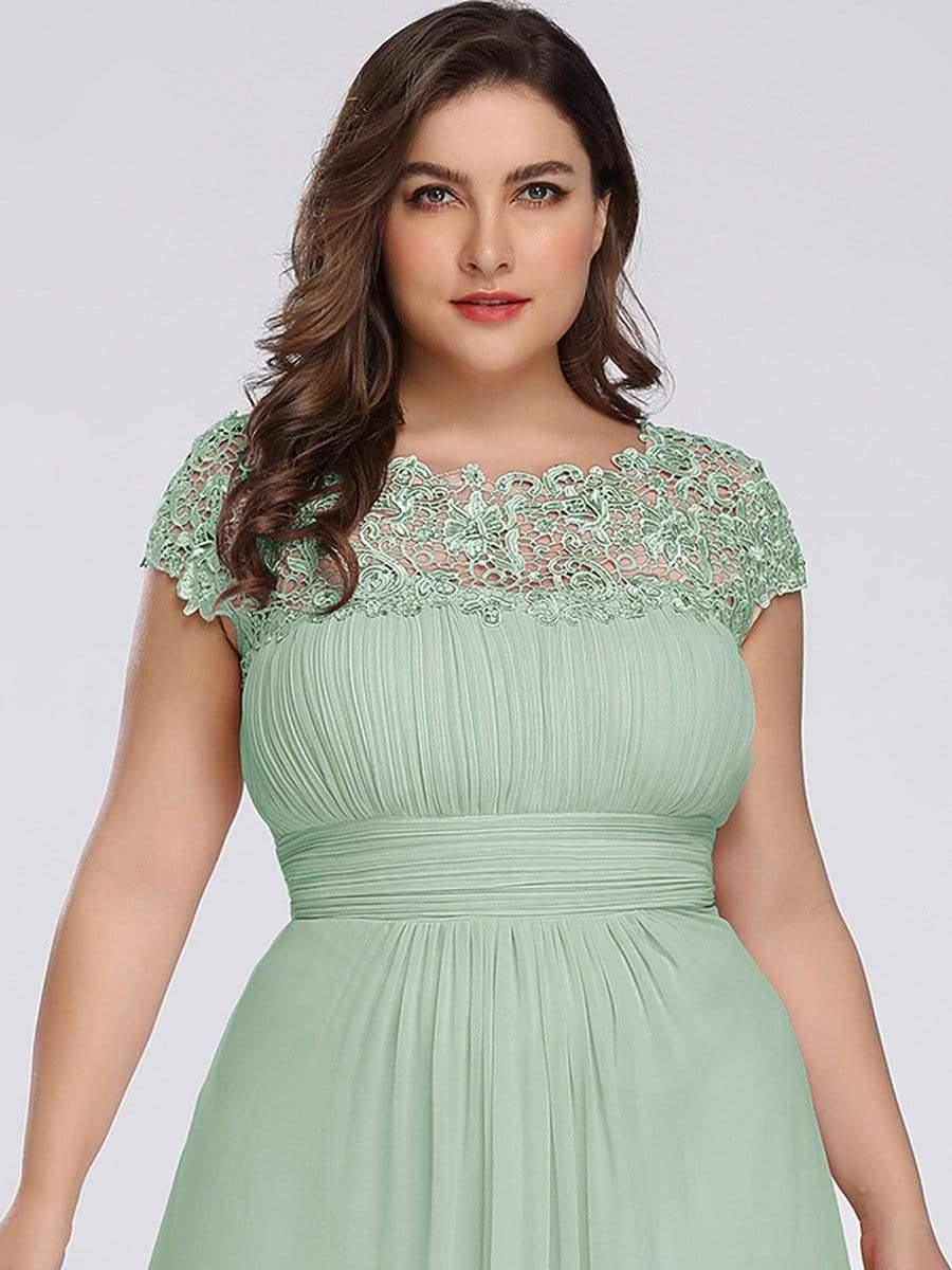 Elegant Flattering Maxi Plus Size Evening Dress #color_Mint Green