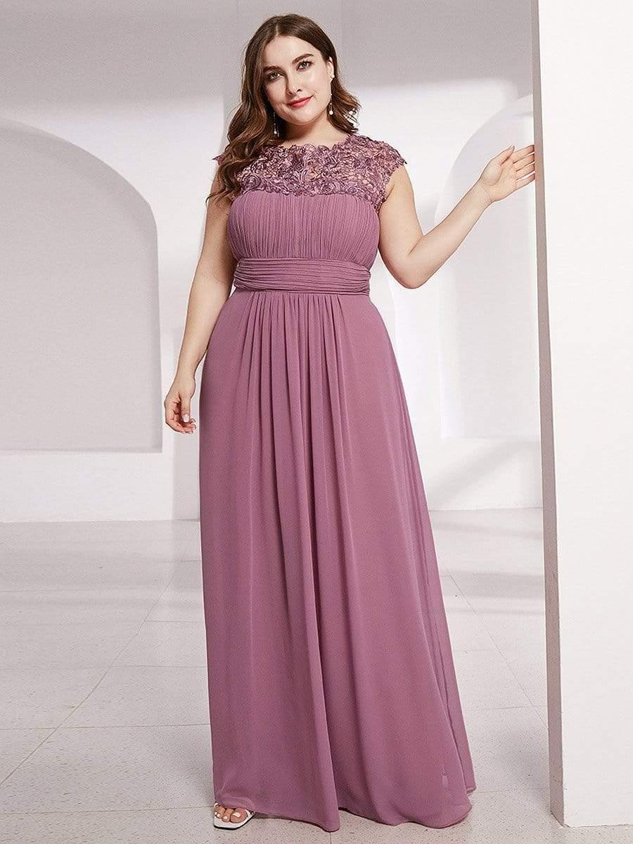 Elegant Flattering Maxi Plus Size Evening Dress #color_Purple Orchid