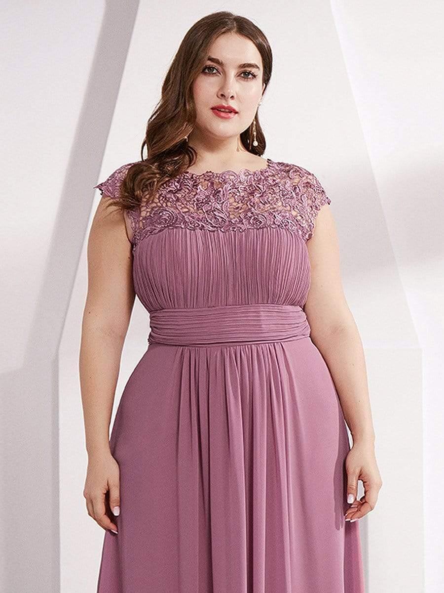 Elegant Flattering Maxi Plus Size Evening Dress #color_Purple Orchid