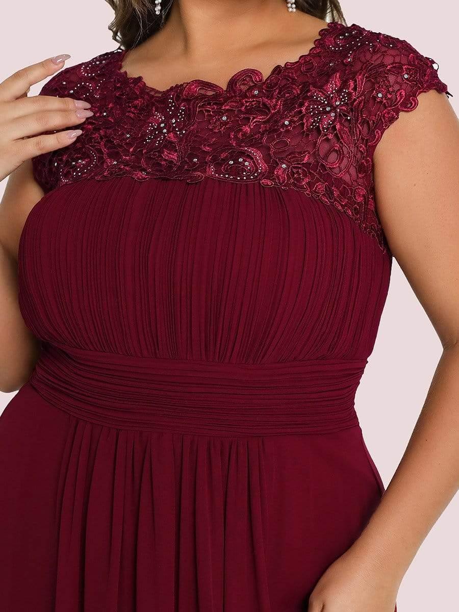Elegant Flattering Maxi Plus Size Evening Dress #color_Burgundy