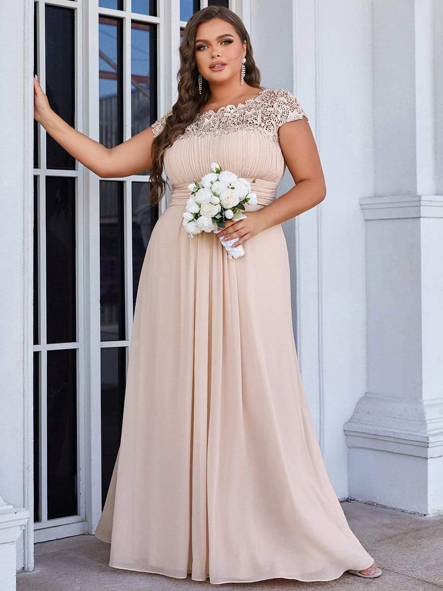 Elegant Flattering Maxi Plus Size Evening Dress #color_Blush