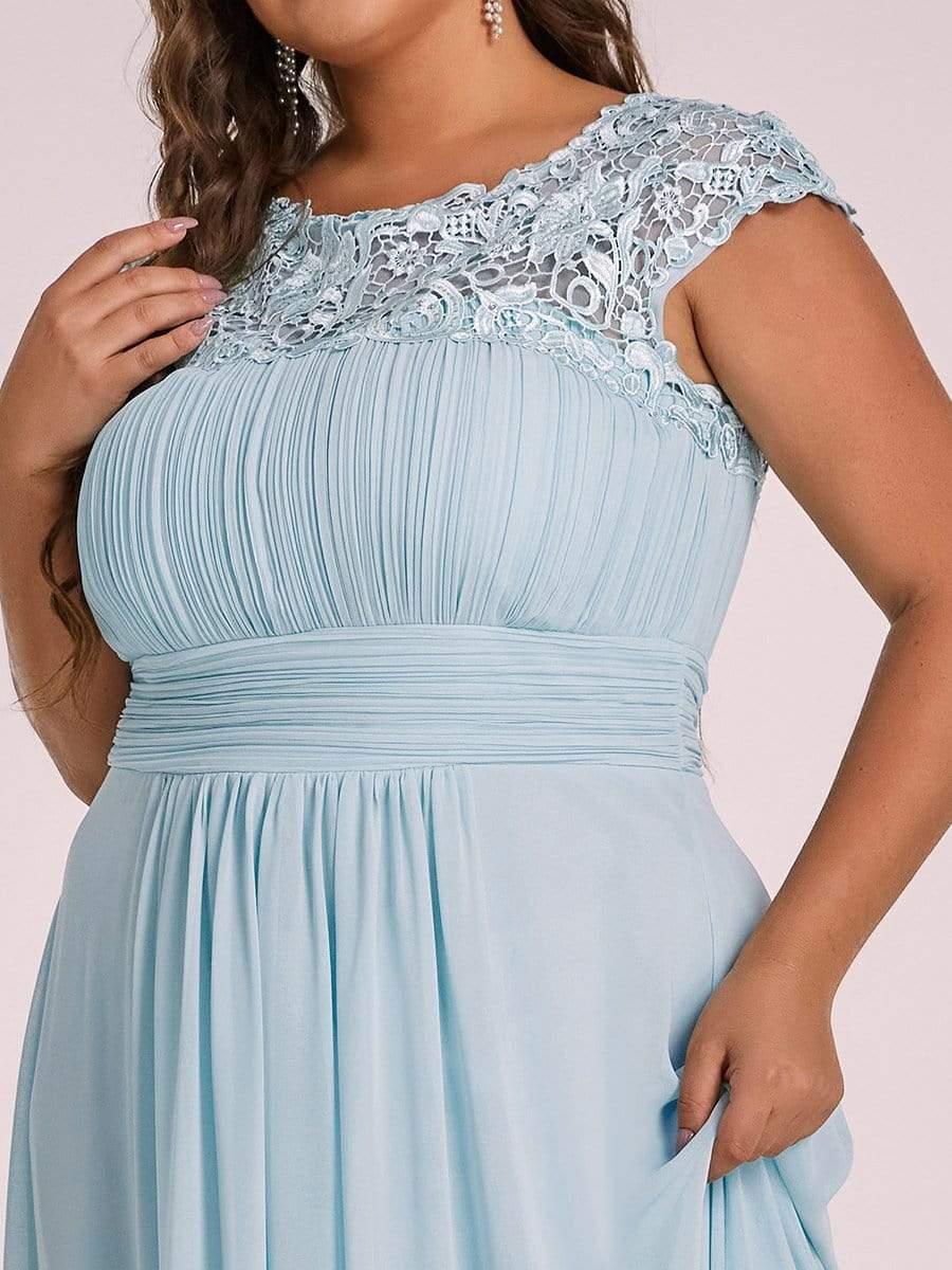 Elegant Flattering Maxi Plus Size Evening Dress #color_Sky Blue