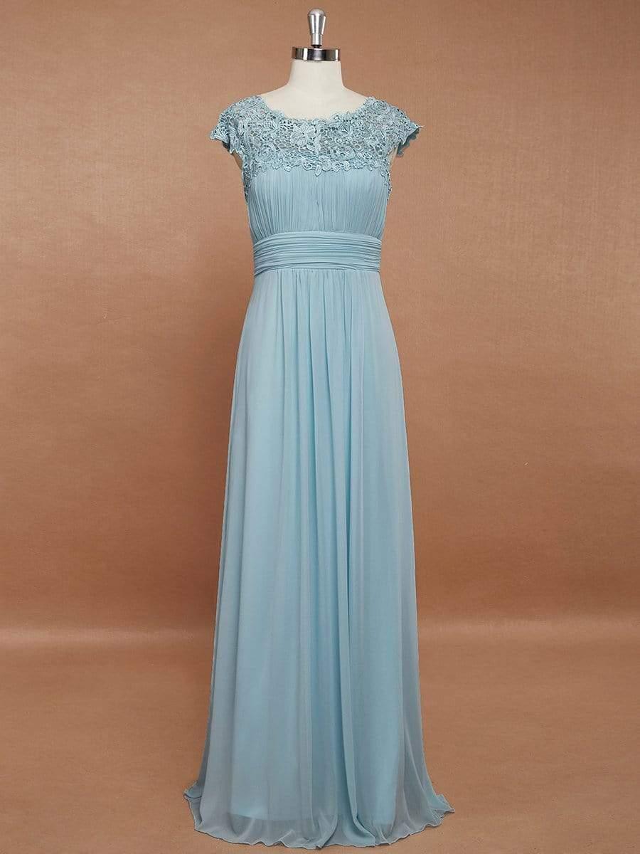 Flattering Cap Sleeve Chiffon Bridesmaid Dress #color_Sky Blue