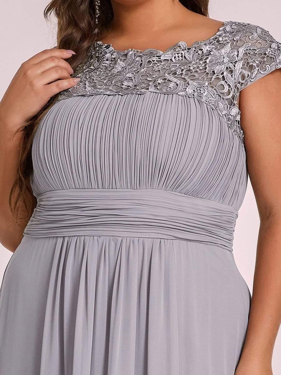 Elegant Flattering Maxi Plus Size Evening Dress #color_Grey