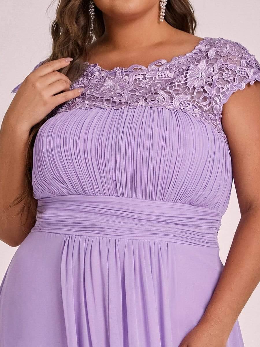 Elegant Flattering Maxi Plus Size Evening Dress #color_Lavender