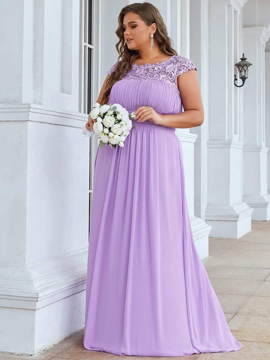 Elegant Flattering Maxi Plus Size Evening Dress #color_Lavender