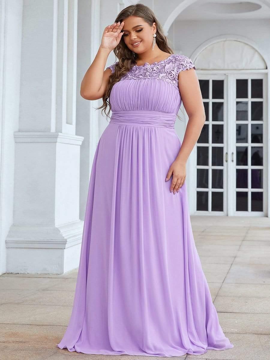 Elegant Flattering Maxi Plus Size Evening Dress #color_Lavender