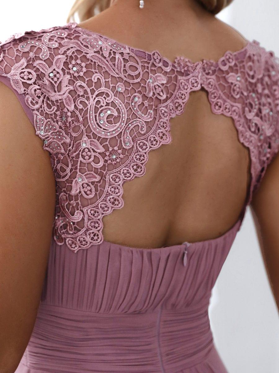 Maxi Long Lace Cap Sleeve Elegant Bridesmaid Dress #color_Purple Orchid