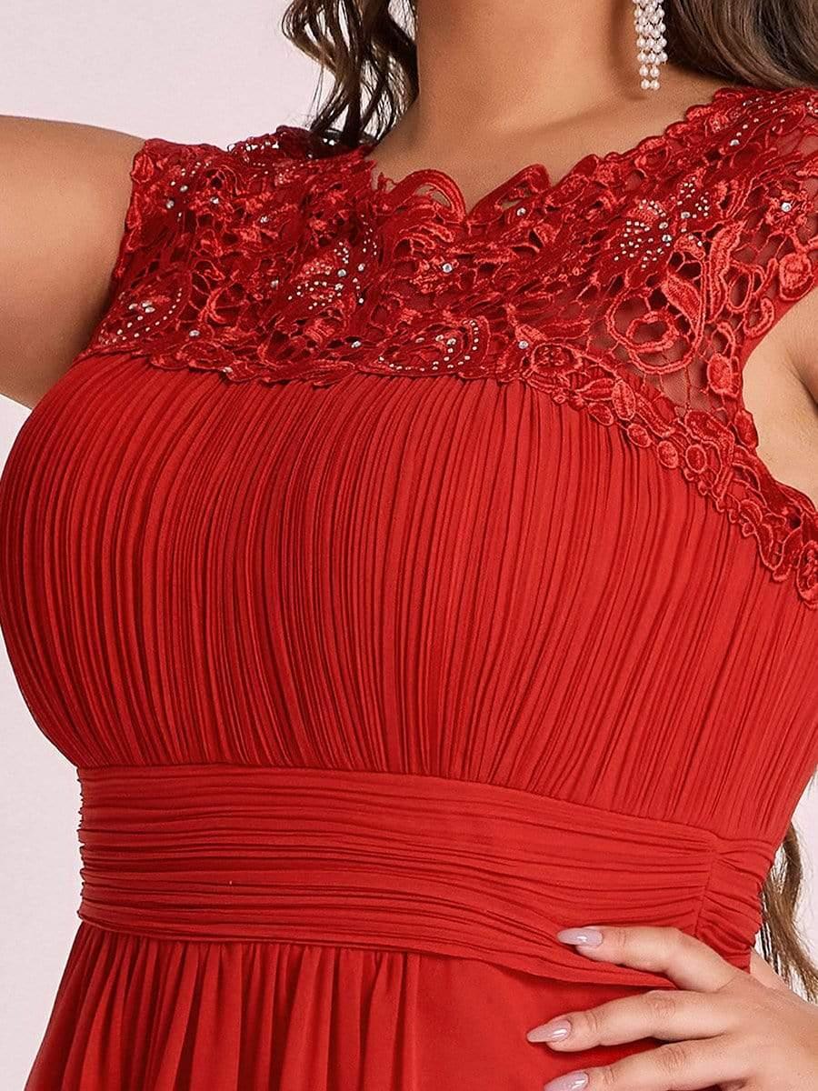 Elegant Flattering Maxi Plus Size Evening Dress #color_Red