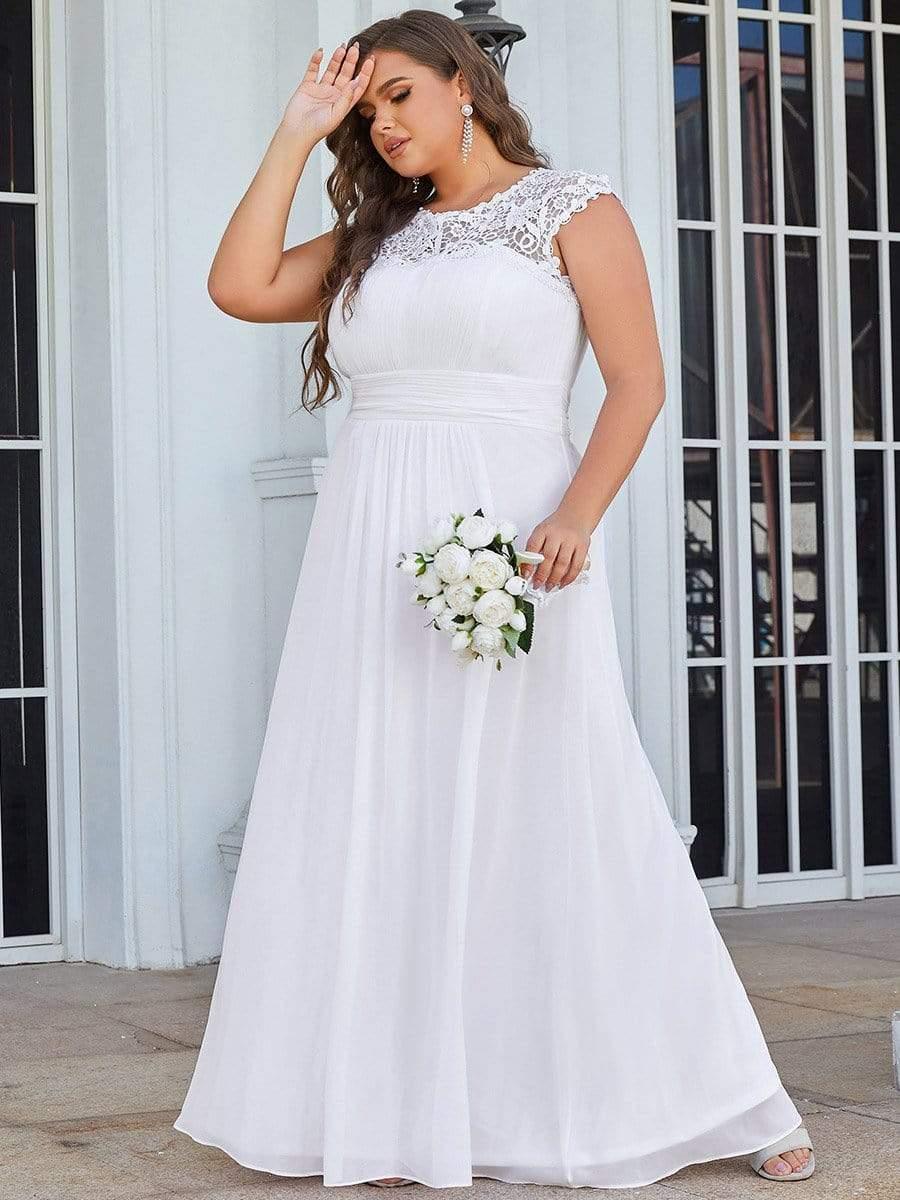 Elegant Flattering Maxi Plus Size Evening Dress #color_White