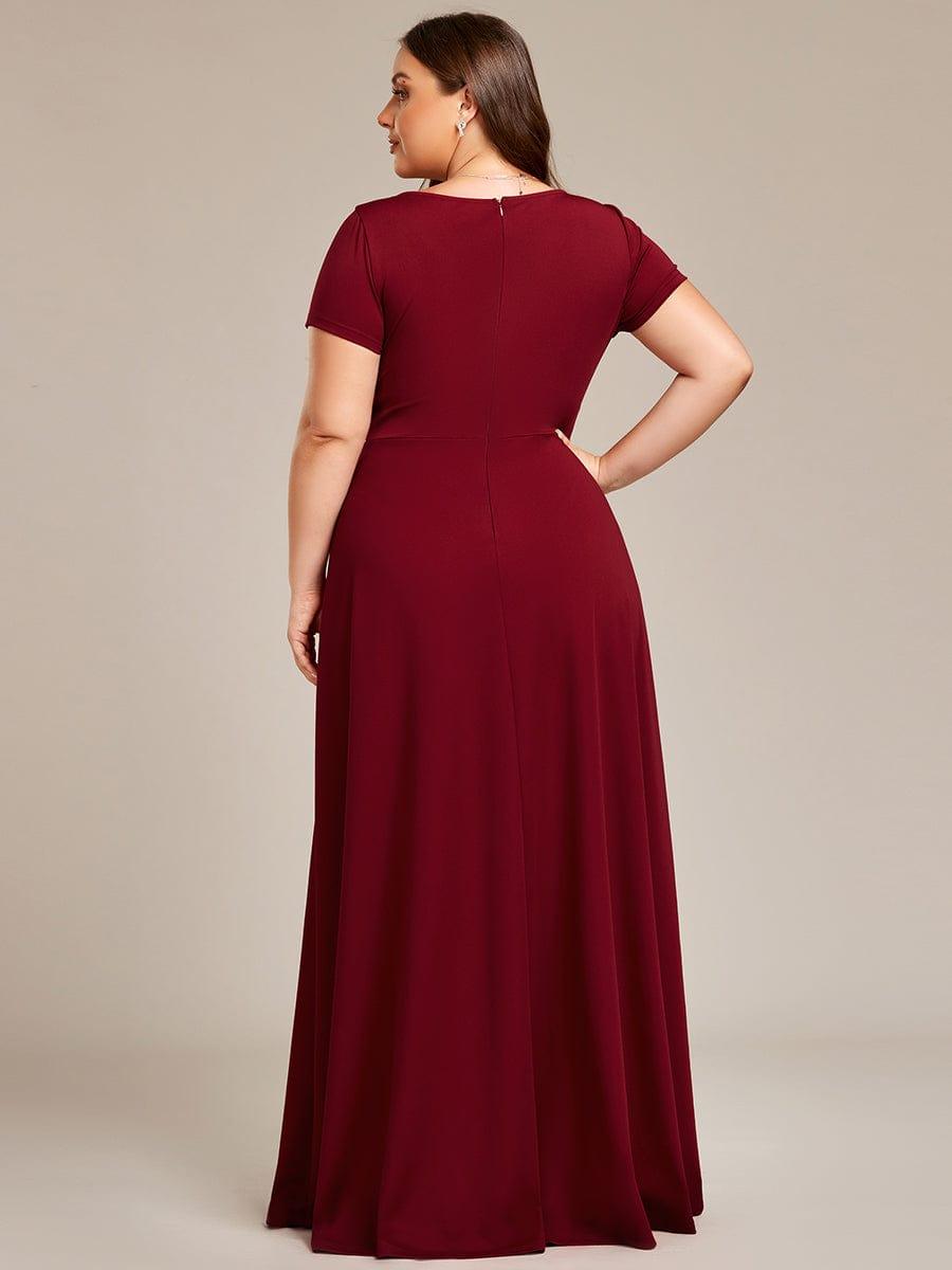 Simple Plus Size Empire Waist A-Line Bridesmaid Dress #color_Burgundy